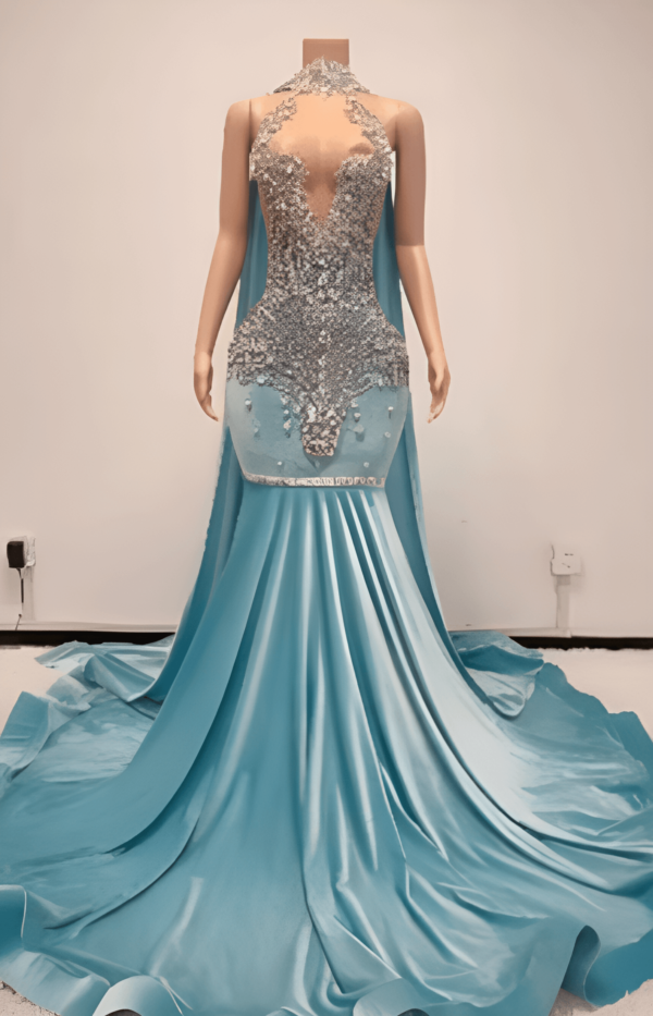 Luxury light blue dress 1#