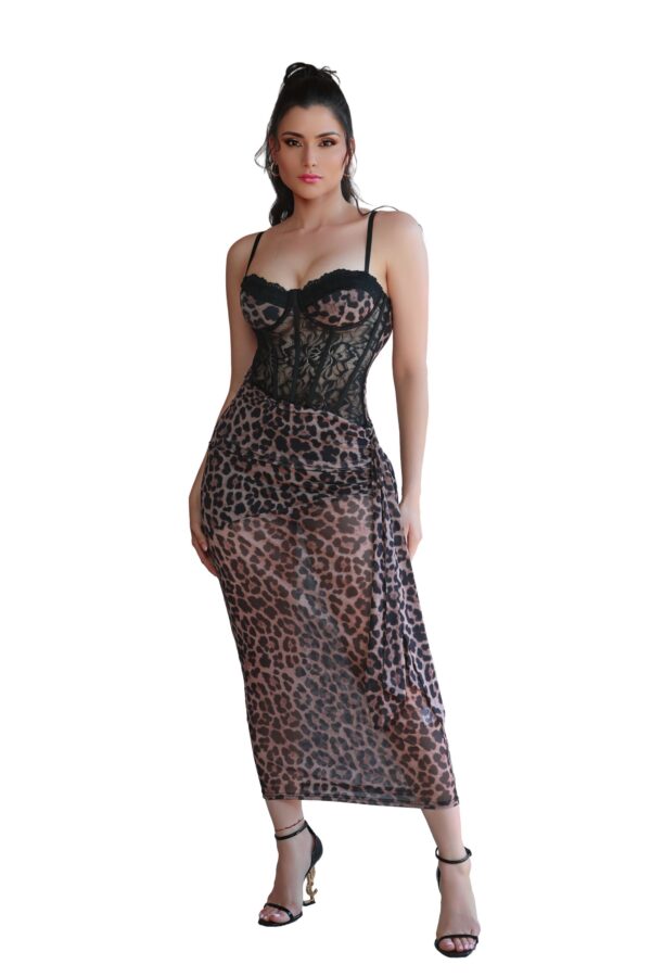 Leopard Sexy Elegant Long Dress Latin Luxury
